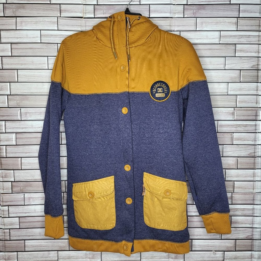 DC Shoes Women's Small Bayroad Full‎ Zip Hoodie Blue Brown Warm Snow Jacket
